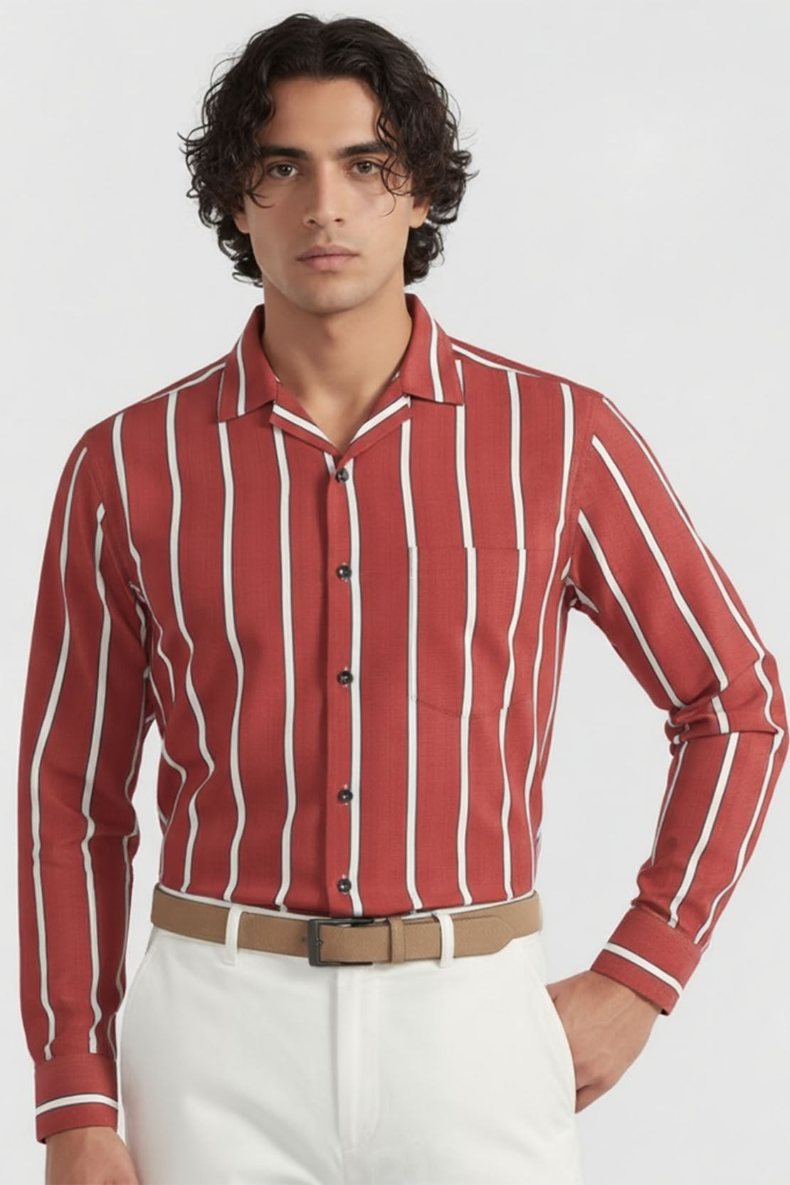 WINE LINE CUBAN DRESS SHIRT