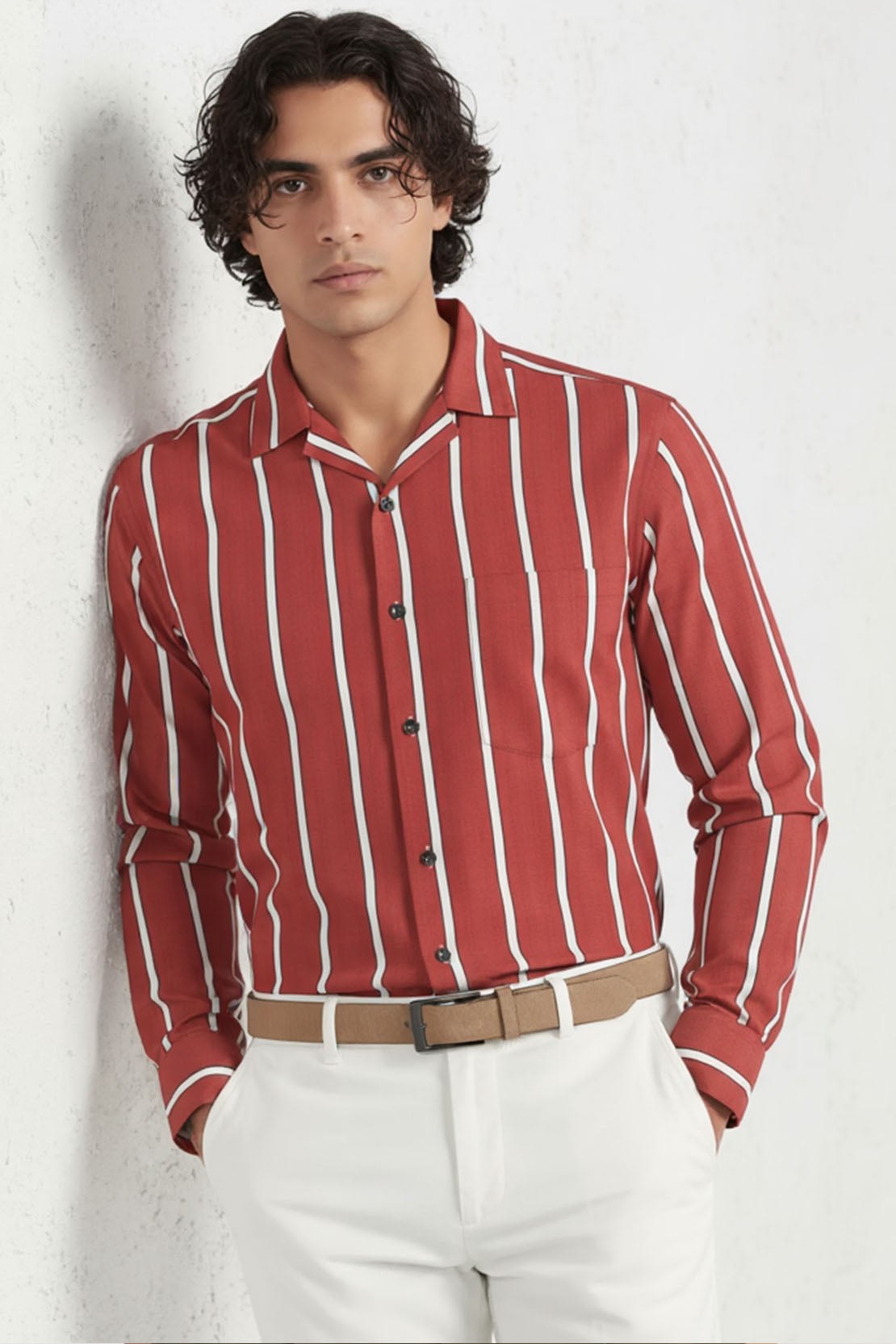 WINE LINE CUBAN DRESS SHIRT