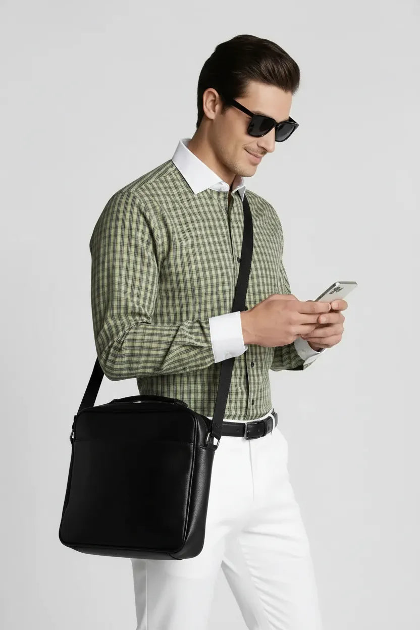 SAGE PLAID DRESS SHIRT
