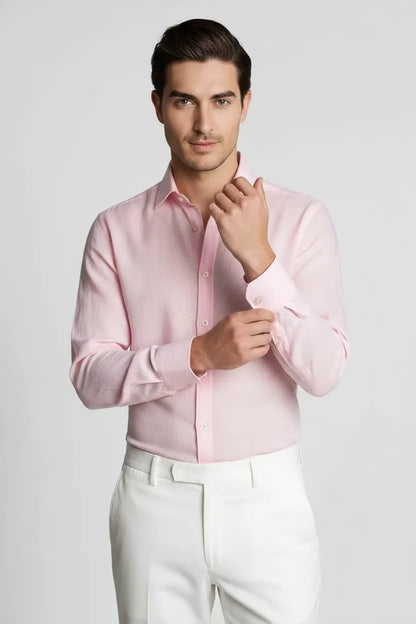 PINK SLUB LINENE SHIRT