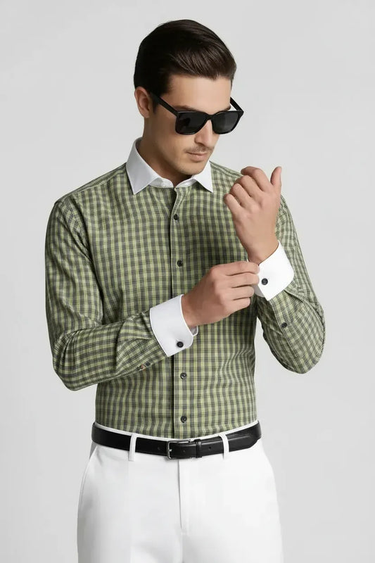 SAGE PLAID DRESS SHIRT