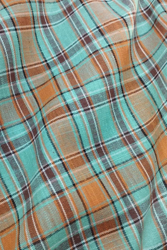 TURQUOISE EARTH TARTAN CHECK