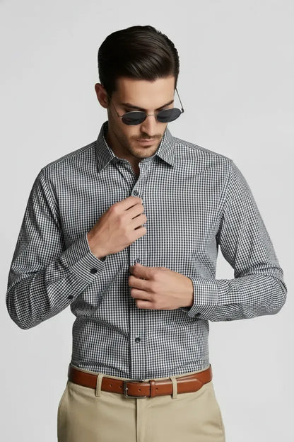 MONOCHROME MINI PLAID SHIRT