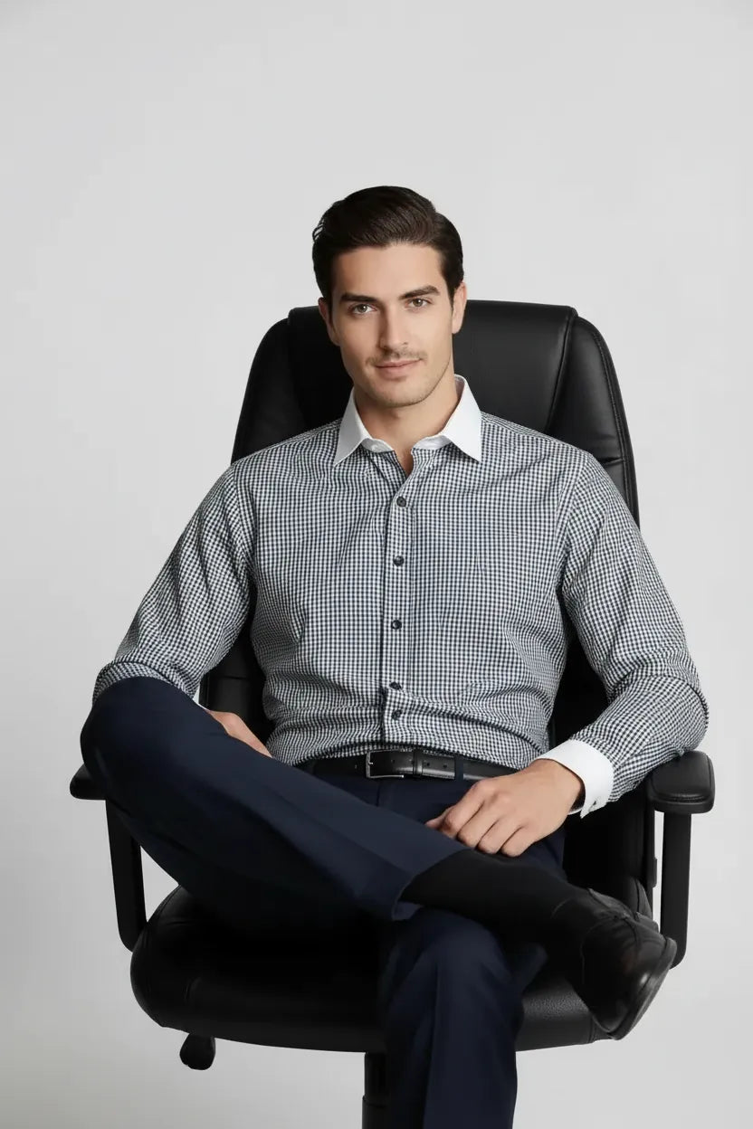 CHARCOAL GINGHAM CHECK SHIRT
