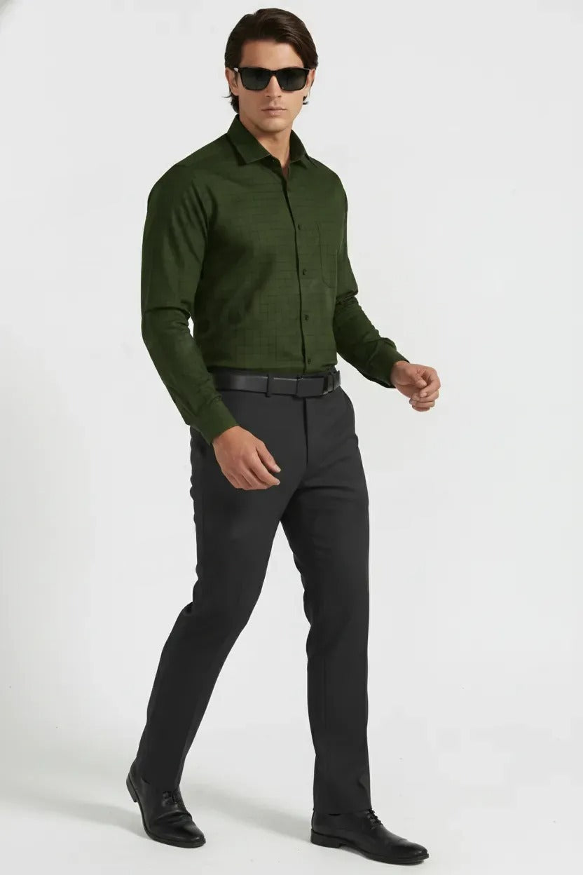 DEEP MOSS WINDOWPANE SHIRT