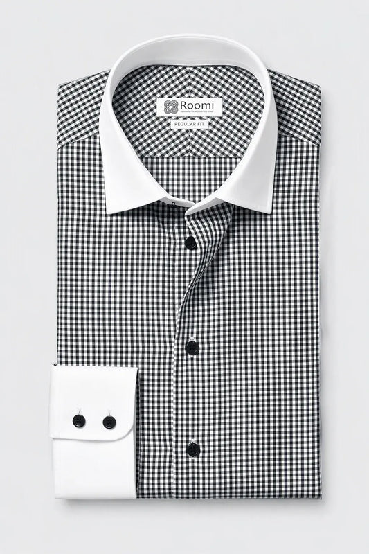 CHARCOAL GINGHAM CHECK SHIRT