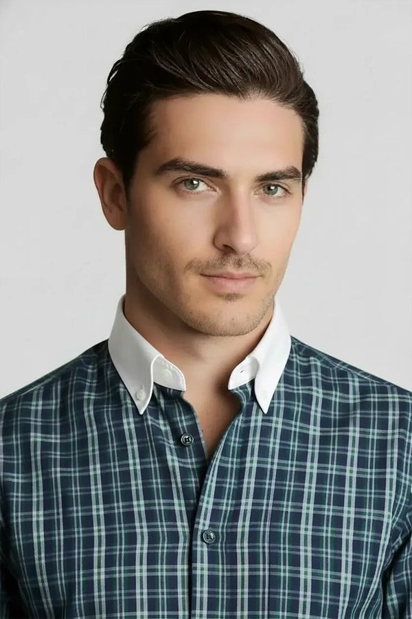 NAVY GREEN TARTAN SHIRT