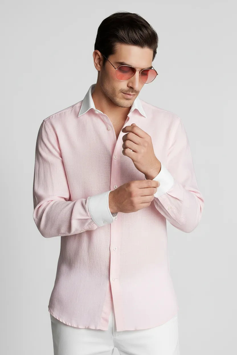 LIGHTWEIGHT PINK LINEN SHIRT