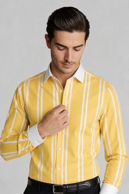 VIBRANT YELLOW MULTI-STRIPE SHIRT