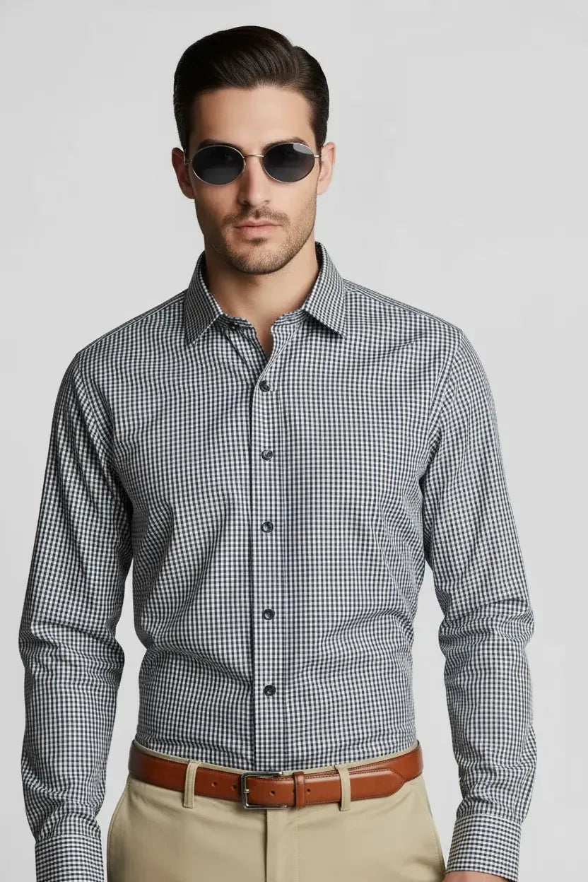 MONOCHROME MINI PLAID SHIRT