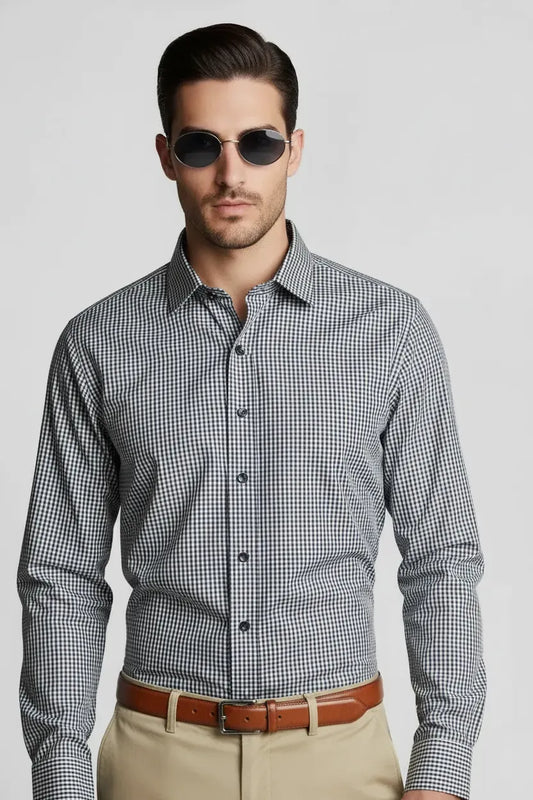 MONOCHROME MINI PLAID SHIRT