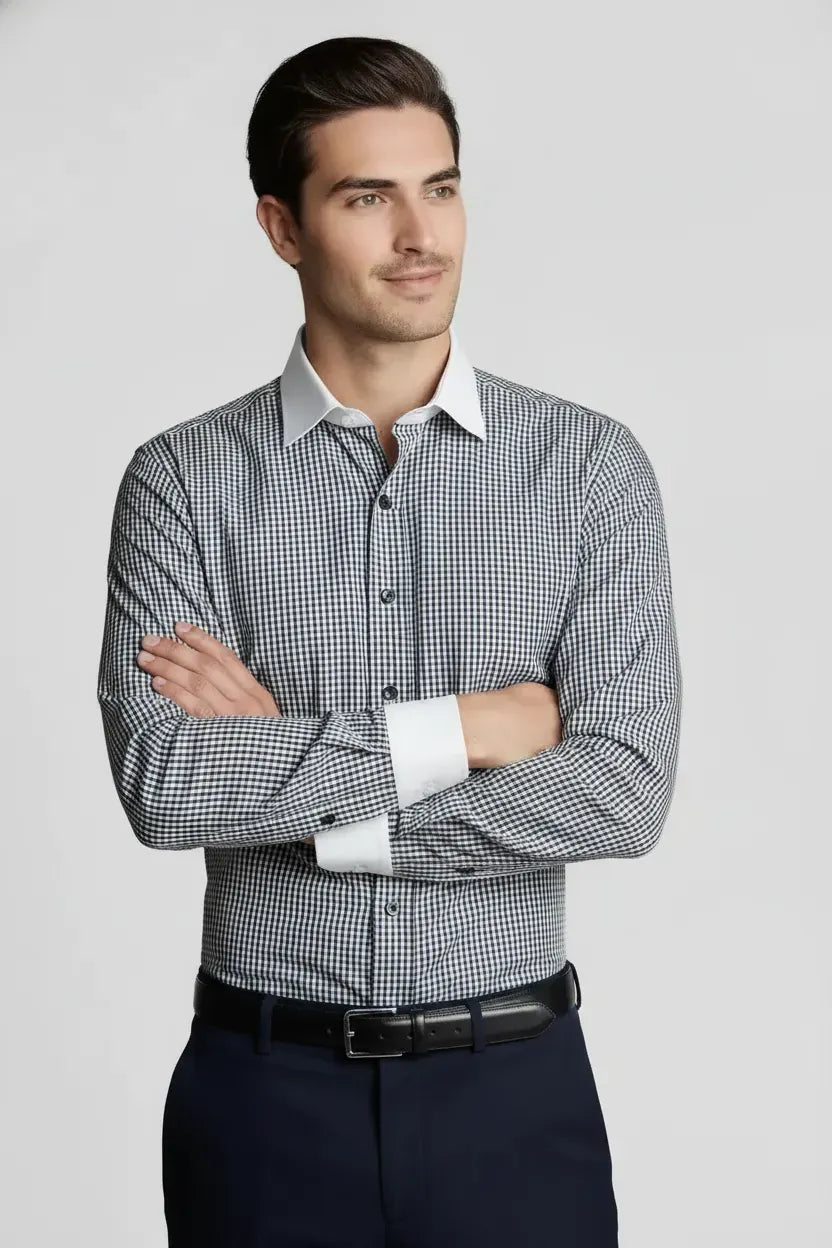 CHARCOAL GINGHAM CHECK SHIRT
