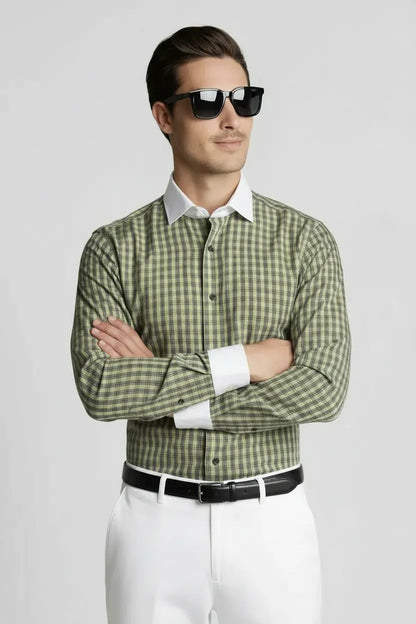 SAGE PLAID DRESS SHIRT