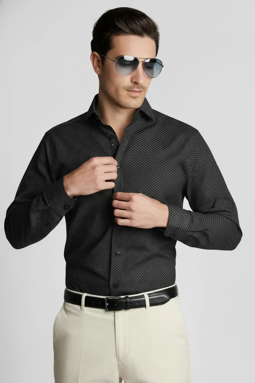 INTRICATE CHARCOAL STRETCH SHIRT