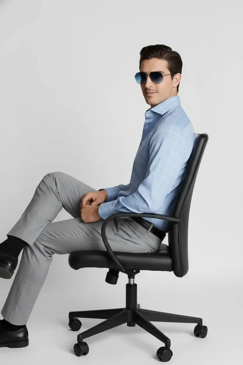 MODERN BLUE GRID SHIRT