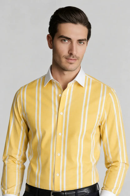 VIBRANT YELLOW MULTI-STRIPE SHIRT