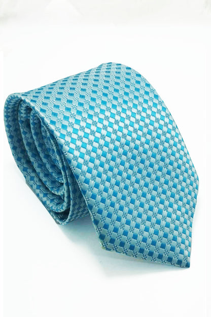 SILVER AQUA JACQUARD TIE