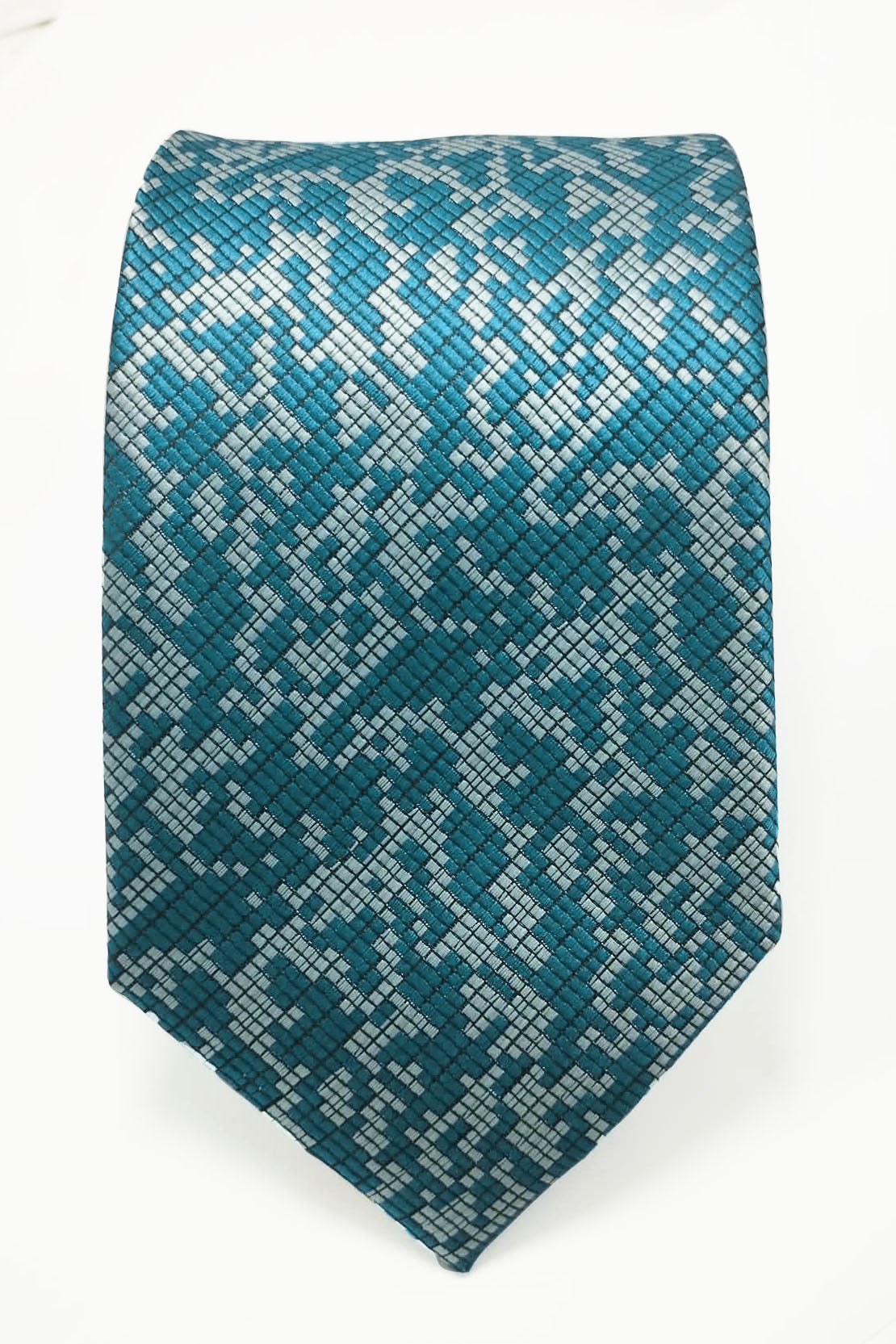 TEAL DIGITAL MOSAIC TIE