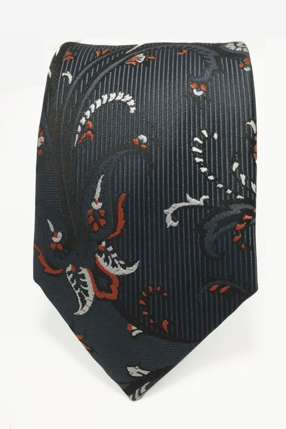 CHARCOAL ARTISTIC FLORAL TIE