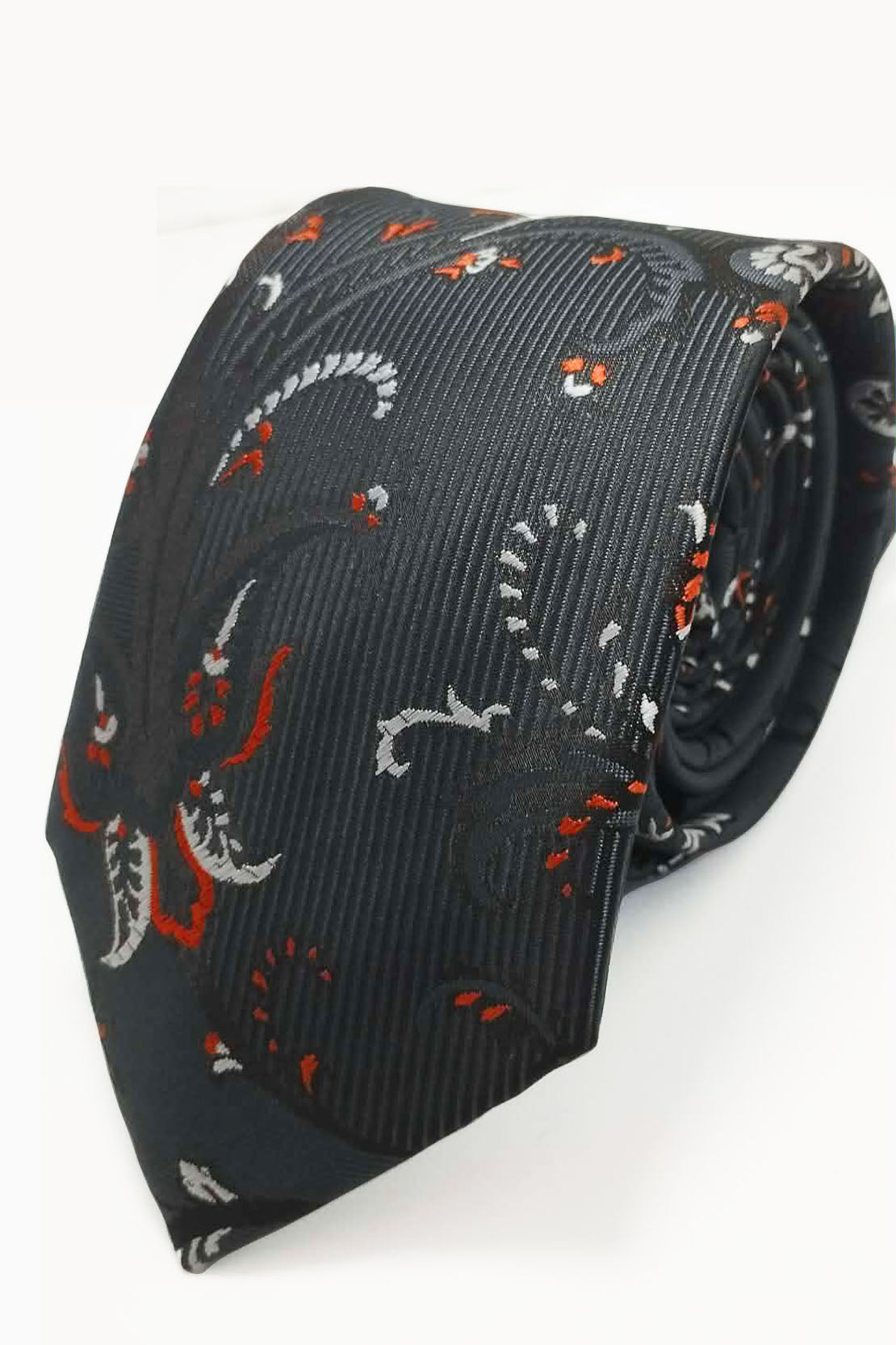 CHARCOAL ARTISTIC FLORAL TIE