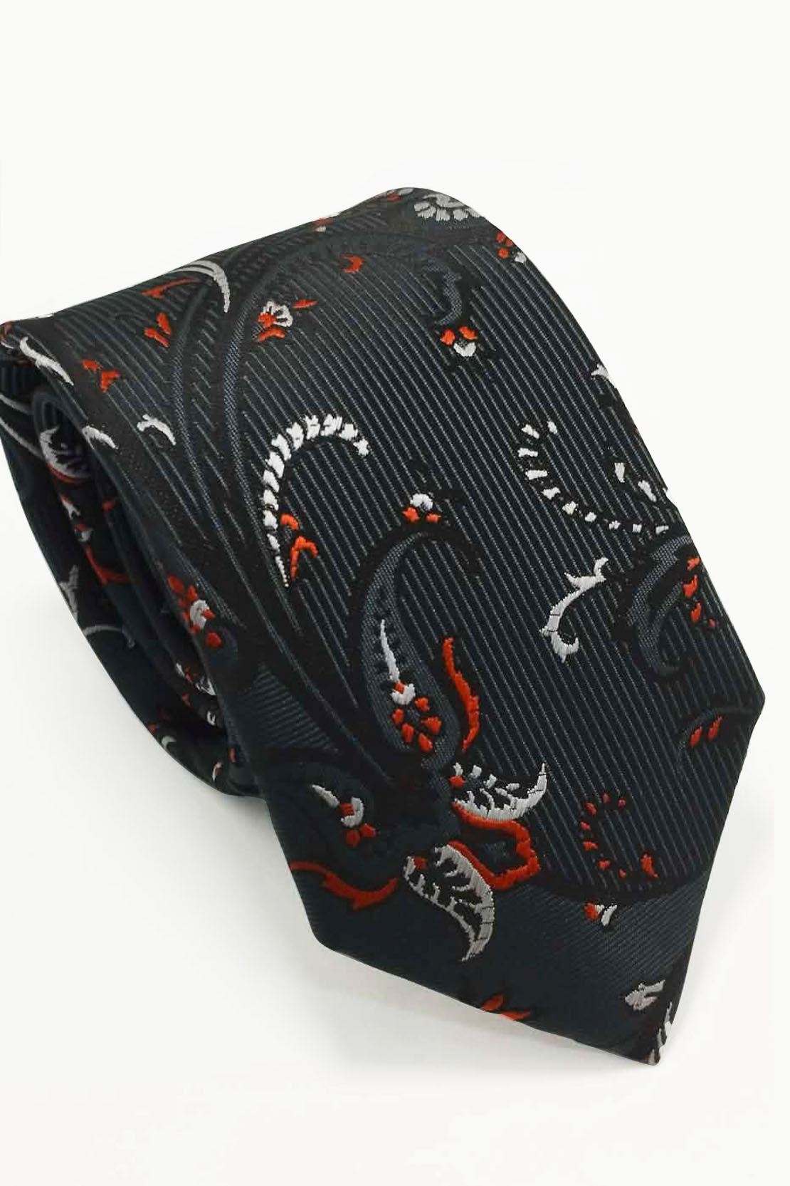 CHARCOAL ARTISTIC FLORAL TIE