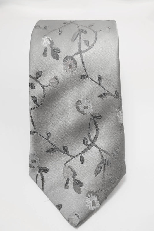 SILVER VINEYARD FLORAL TIE