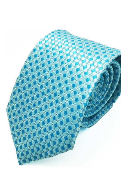 SILVER AQUA JACQUARD TIE