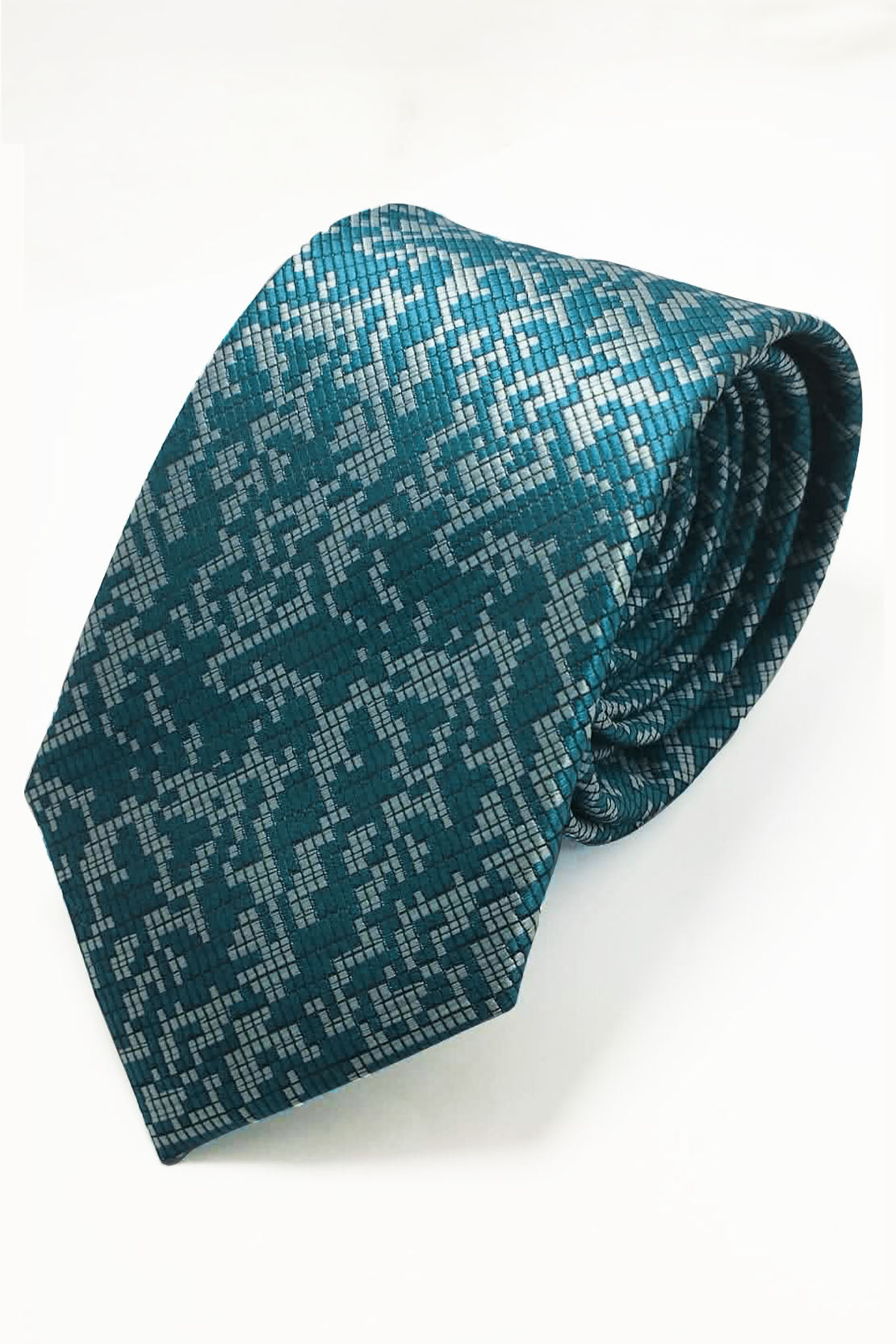 TEAL DIGITAL MOSAIC TIE