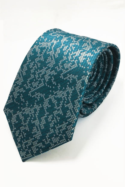 TEAL DIGITAL MOSAIC TIE